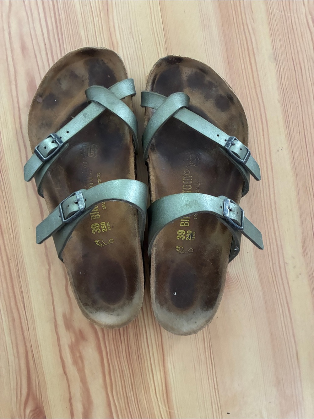 Birkenstock Olive Green Two-Strap Sandals